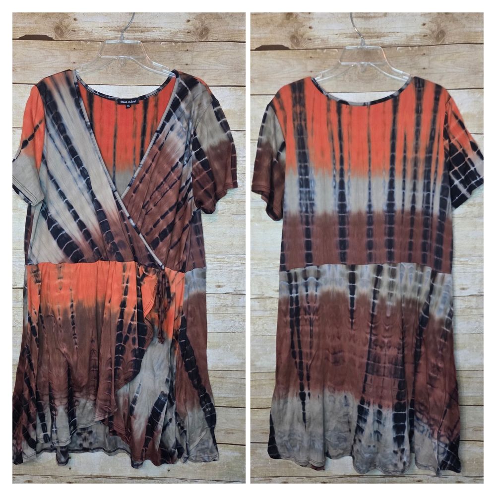 White Mark Vibrant Tie-Dye Dress, 2X